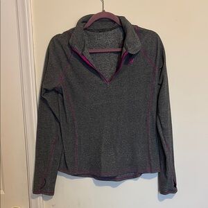 Gray and Pink Quarter-Zip Pullover